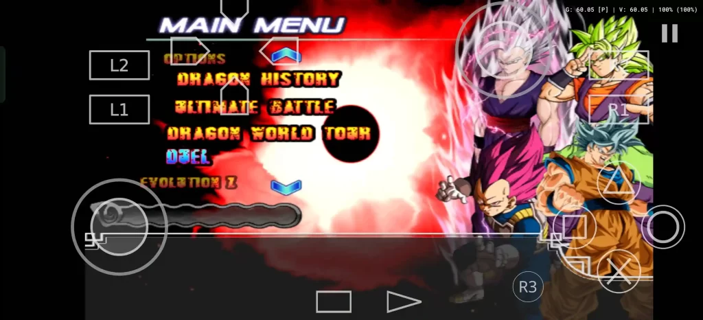 Dragon Ball Z Budokai Tenkaichi 3 UNITED UNIVERSE Menu