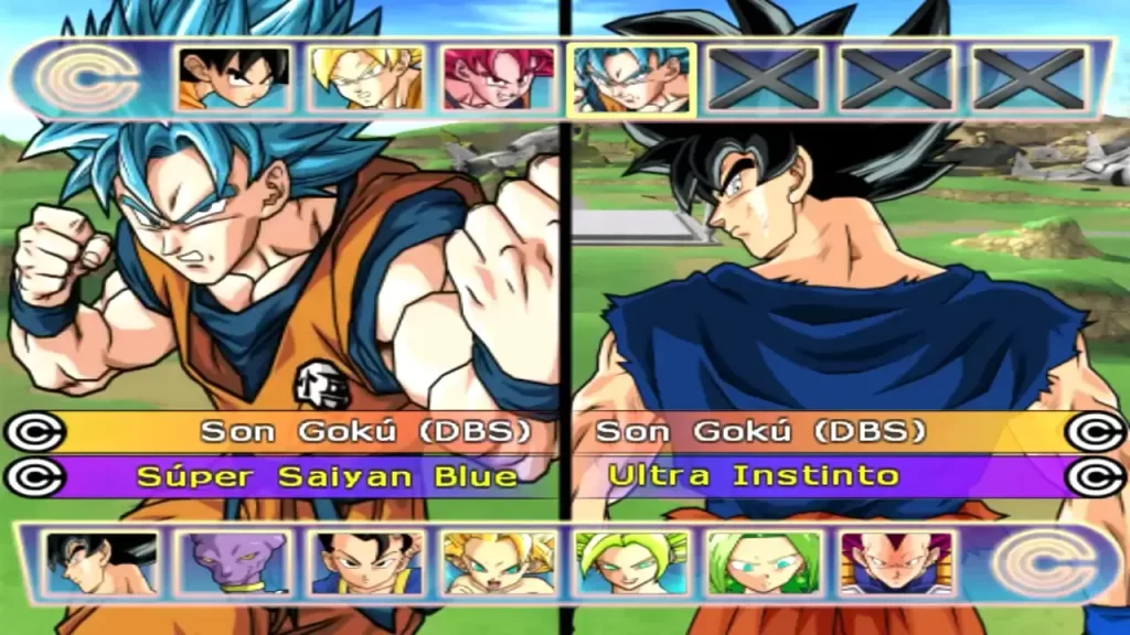 Dragon Ball Z The Legacy of Tenkaichi BT3 characters menu 